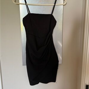 Runched Mini Black Dress